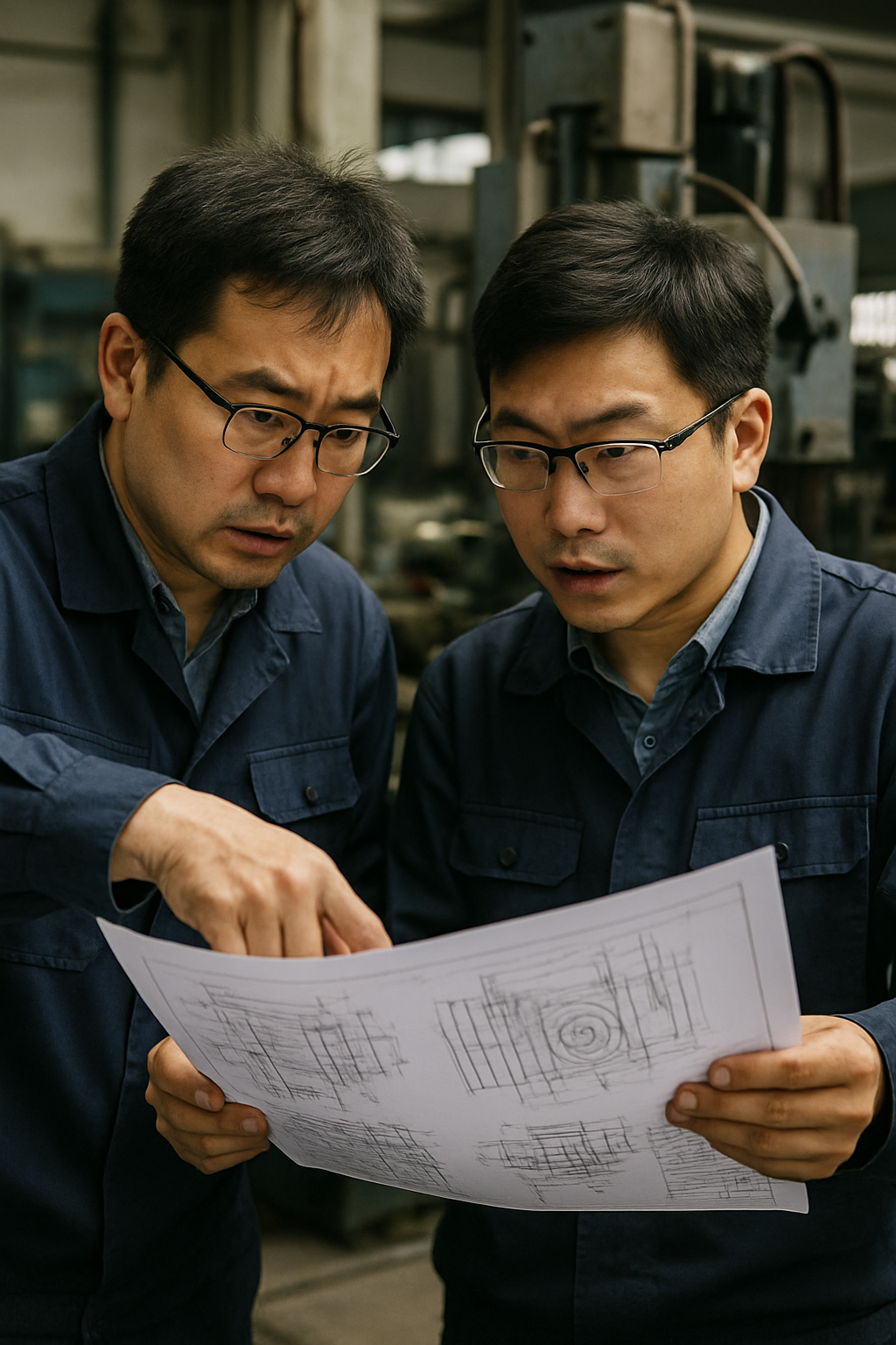 技术人员在讨论设备